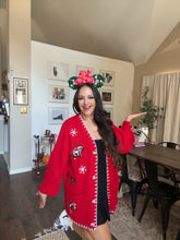 Load image into Gallery viewer, Red Christmas Cardigan-ships MID/LATE NOVEMBER (KIDS/ADULT)
