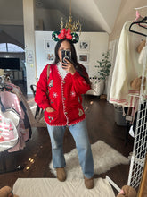 Load image into Gallery viewer, Red Christmas Cardigan-ships MID/LATE NOVEMBER (KIDS/ADULT)
