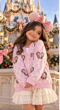 Load image into Gallery viewer, Pinkmas Wreath Cardigan-(kids/adult) ships early to mid November
