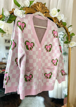 Load image into Gallery viewer, Pinkmas Wreath Cardigan-(kids/adult) ships early to mid November
